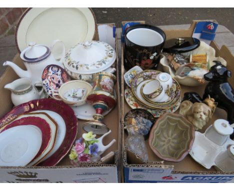 TWO TRAYS OF CHINA AND CERAMICS TO INCLUDE NORITAKE, BESWICK ETC.