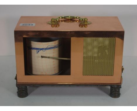 Vintage F. Darton & co. barograph in a polished copper case