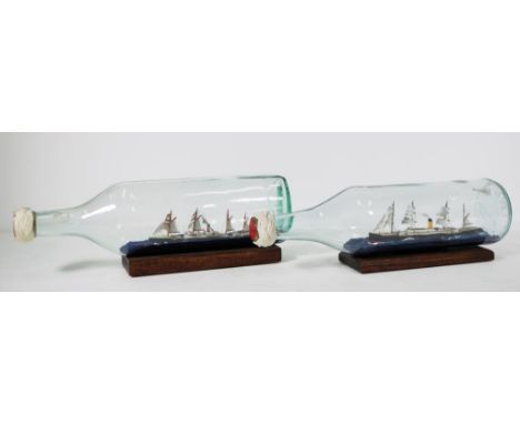 Two vintage model ships in bottles (impossible bottles)