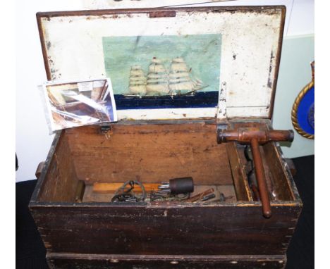 1930's Shipwrights sea chest and tools from the Pamir a four masted barque bult in German 1905, she was purpose designed and 