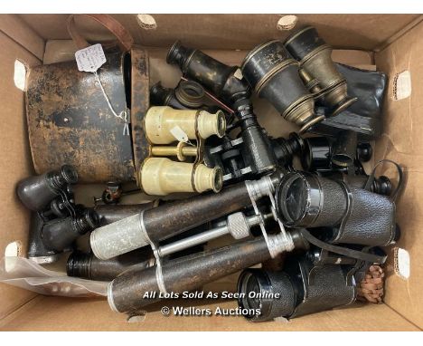 SELECTION OF VINTAGE BINOCULARS INCLUDING CARL ZEISS, SOME IN NEED OF REPAIR