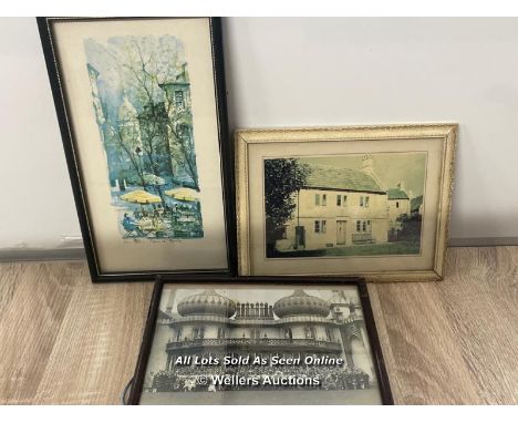 TWO SMALL FRAMED PHOTOS AND A SMALL PRINT 