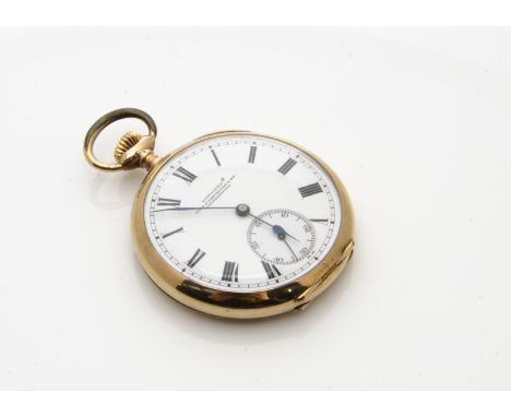 An early 20th century Longines 9ct gold cased open faced pocket watch, 44mm, no. 2919724, appears to run, marked to dial Naci