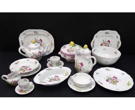 A Spode 'Marlborough Sprays' dinner, tea and coffee service comprising:13 x 27cm plates11 x 22cm plates12 x 19.5cm plates11 x