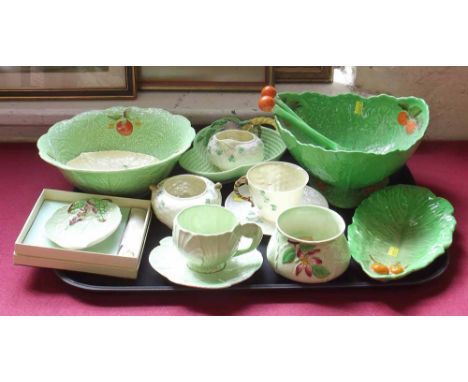 Collection of Beswick/Carlton and Belleek leaf ware. Condition report: see terms and conditions