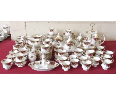 Large Royal Albert Old Country Roses dinner and tea/coffee service including three teapots, one coffee pot, twenty four compl