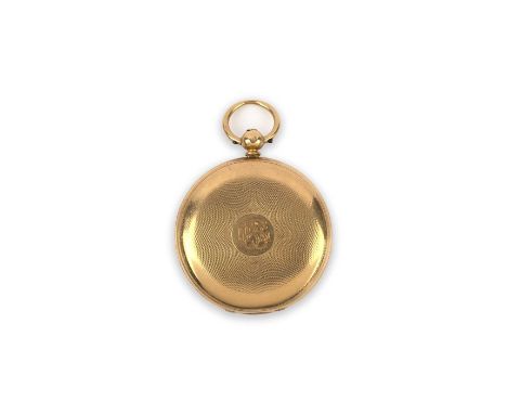 A gold pocket watch, circa 1917, the full hunter pocket watch with engine turned decoration, inscribed with the initials RBSL