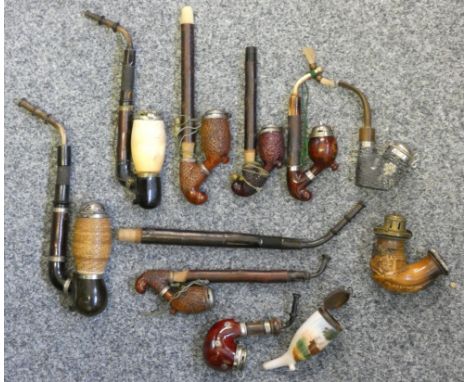 A quantity of Tiroleen pipes of ceramic, meerschaum and burr wood construction