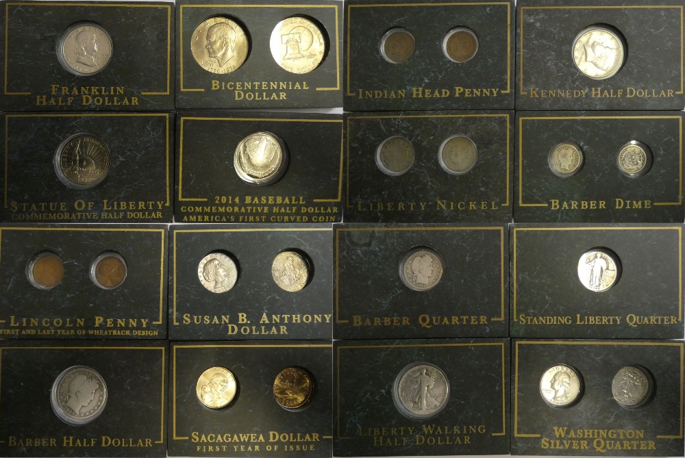 A Danbury Mint 'Collectible Coins of America' set, comprising silver