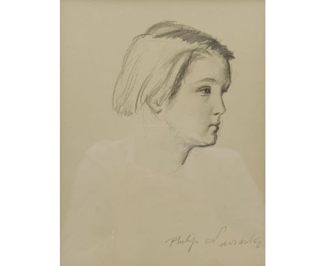 Philip Naviasky (British 1894-1983): 'Roberta', pencil sketch signed 21cm x 16cm