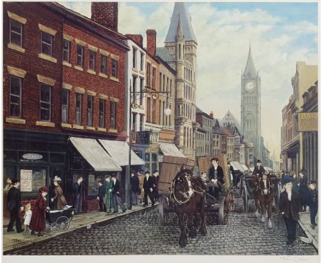 Tom Dodson (British 1910-1991): 'Fishergate Preston', colour print signed in pecil with Fine Art Trade Guild blindstamp 43cm 