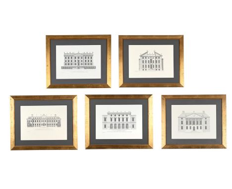 CONTINENTAL SCHOOL (20TH CENTURY) ARCHITECTURAL ELEVATIONS  Set of five lithographs (late editions), framed Various sizes, av
