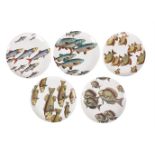 PIERO FORNASETTI, PESCI (PASSAGE OF FISH), A SET OF FIVE PLATES DESIGNED 1955