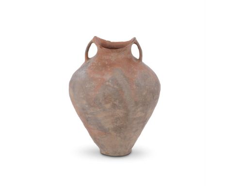 A CHINESE NEOLITHIC POTTERY VASE SIWA CULTURE Of baluster form with two handles, 38cm highProvenance:  The property of a lady
