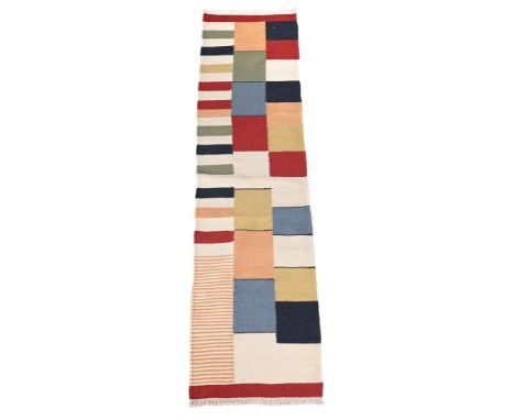 A SWEDISH FLAT WOVEN KILIM RUNNER CONTEMPORARY approximately 303 x 74cm   Condition Report:  As catalogued this is a fairly m