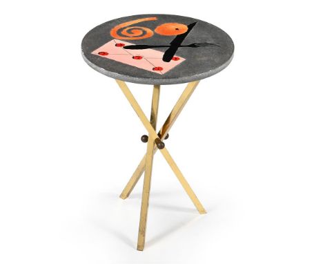 A LOW OCCASIONAL TABLE, IN THE MANNER OF PIERO FORNASETTI  20TH CENTURY The top decorated with Trompe-l'œil decoration with o