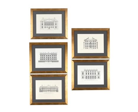 CONTINENTAL SCHOOL (20TH CENTURY) ARCHITECTURAL ELEVATIONS  Set of five lithographs (late editions), framed Various sizes, av