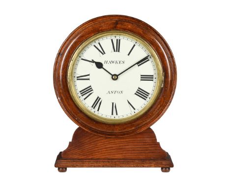 A LATE VICTORIAN OAK FUSEE DIAL TIMEPIECE THE DIAL SIGNED FOR HAWKES, ASTON, LATE 19TH CENTURY The four cylindrical pillar si