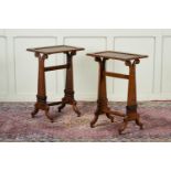 Y A PAIR OF EXOTIC HARDWOOD AND PADOUK OCCASIONAL TABLES IN REGENCY STYLE