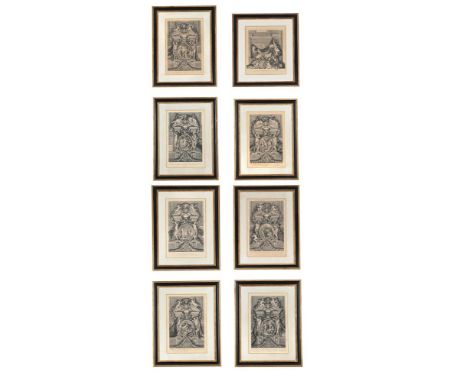 A GROUP OF ARCHITECTURAL DETAILS, FROM THE GALLERY DE VERSAILLES DUPUIS AND OTHERS AFTER LE BRUN, CIRCA 1750 A series of eigh