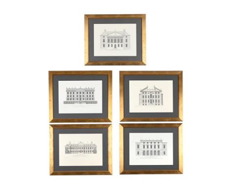CONTINENTAL SCHOOL (20TH CENTURY) ARCHITECTURAL ELEVATIONS  Set of five lithographs (late editions), framed Various sizes, av