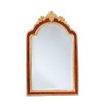 A CARVED GILTWOOD AND PAINTED MIRROR, IN LOUIS XV STYLE, 20TH CENTURY