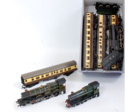 5 Triang medium length, brown/cream coaches, some repainted (GR), Mainline GWR green Collett goods engine and tender (G), Air