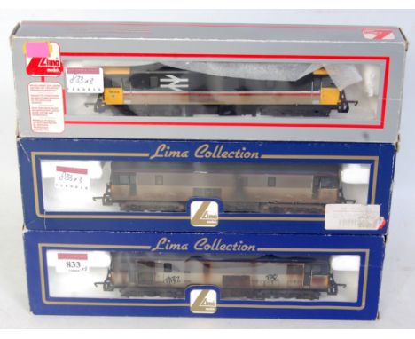 3 Lima Class 73 locomotives renumbered/repainted 73103 Intercity grey, light weathering (GR-BG), 73118 triple grey heavy weat