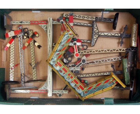 A large tray of accessories by various manufacturers including junction signal 4x single arm signals, 4x double arm, includin