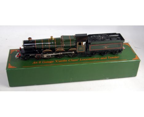 Ace Trains BR green single chimney castle class engine and tender No 4081 "Warwick Castle" complete with instructions etc, ch