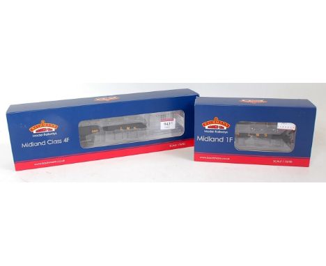 Two Bachmann locos; 31-880 4F 0-6-0 LMS black 3851 chip fitted (G) (BG) with 31-430 Midland LF 1725 LMS black rear coupling c