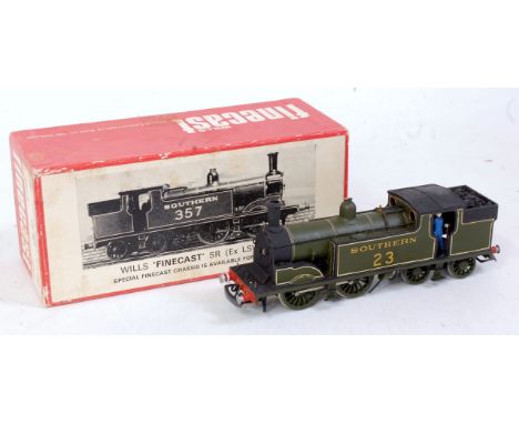 A Wills Finecast whitemetal kit built SR olive green  class M7 tank engine No. 23, one footstep detached but present (G)