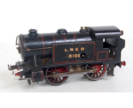 Hornby 1929-30 LNER black c/w No. 1 Special tank loco 0-4-0 No. 8108 - corrosion under paintwork and considerable touching in