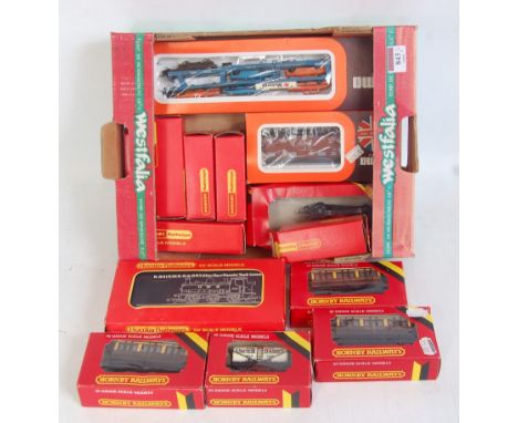 Hornby R041 GWR pannier tank engine (G-BPF) and 2 Lima wagons (G-BG), together with a quantity of boxed 00 railway items