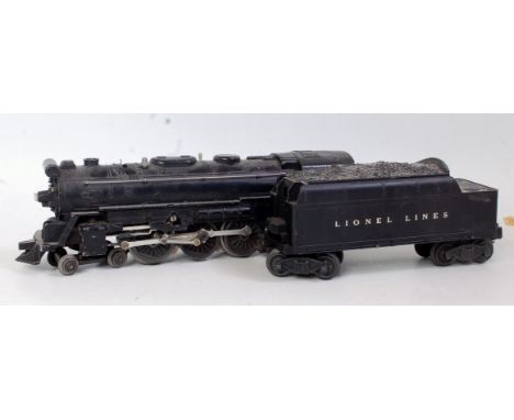 Lionel Lines 4-6-4 electric steam loco black No 665 with bogie Lionel Lines tender, roller pickups, will benefit from cleanin