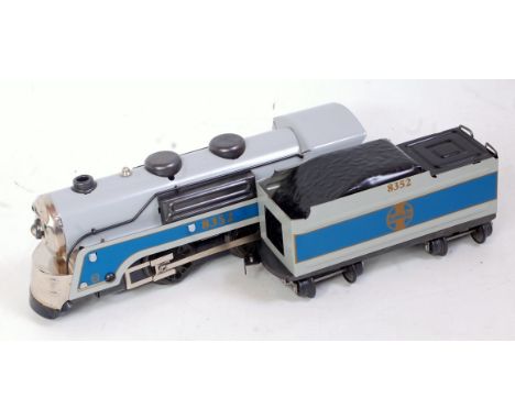Marx USA 'AT&SF' 0-4-0 electric tender loco, possible total repaint, light grey and blue (A/F)