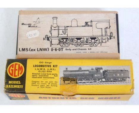 Two loco kits, GEM white metal kit to make LNWR class G1/G2 0-8-0loco & tender, appears complete, Mallard models, brass/white