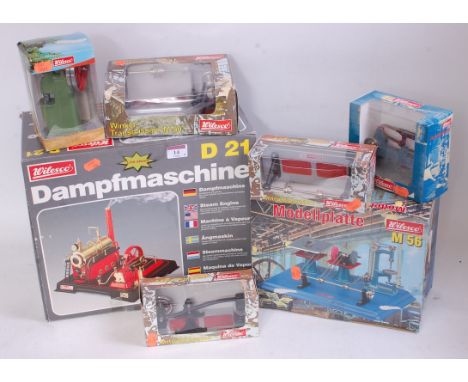 A Wilesco live steam plant and workshop accessory group to include a D21 steam engine in original box, appears unused, sold w