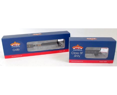 Two Bachmann locos, 32-178a LMS crab LMS lined black 13174 with 32-233 3F jinty, SDJR blue No 23 (near M) (B nearly)