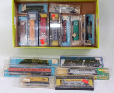American outline N gauge Bachmann USRA 0-6-0 tender switcher (G-BG), Atlas Santa-Fe GP40 diesel locomotive (G-BG) Southern Pa
