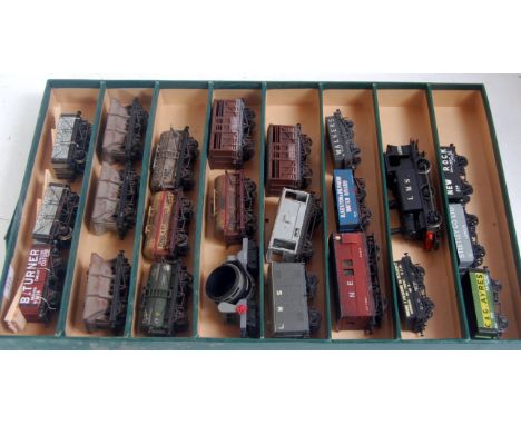 Tray containing whitemetal kit built ex Caledonian 0-6-0 tank engine LMS black No. 16302 (G) together with 22 proprietary  an