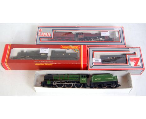 Hornby Ivatt 2-6-0 engine and tender as LMS No. 4650, Mainline BR apple green BR 'Sir Robert Turnbull', Lima LMS red 'Grab' c