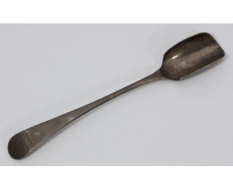 A Victorian silver Stilton scoop, the finial engraved with a stag head, London, 1869, maker's mark of Chawner &amp; Co (Georg