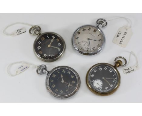 Four assorted open-faced military pocket watches including examples by Leonidas, Elgin and Carley &amp; Clemence etc. each wi