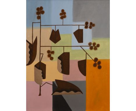 Alan Murphy (British 1929-2014)/Abstract Seed Pod/signed on label verso/oil on canvas, 75cm x 86cm/and another by the same ha