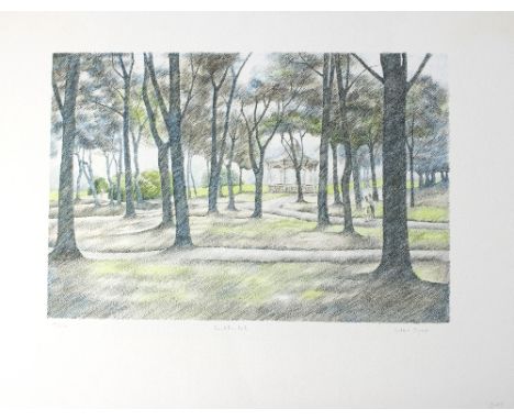 Arthur Byrne (British, born 1946)/Chiswick Park/signed/limited edition 12/260/lithograph, plate 55cm x 38cm and/Exhibition Pa