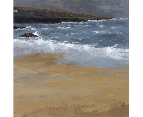 David Beer (British, born 1943)/Dark Sky over Clodgy/initialled/oil on board, 19.5cm x 19.5cm/and two of St Ives by F Ashwort