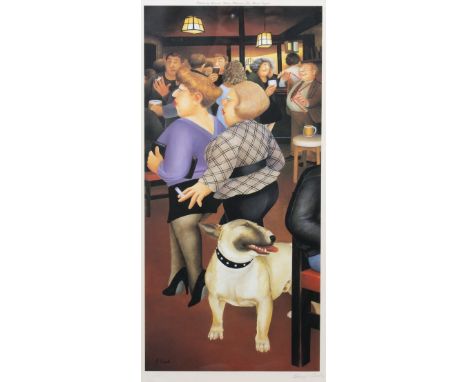 Beryl Cook (British 1926-2008)/Dog in the Dolphin/signed in pencil and with blind stamp/colour lithograph, the plate 52cm x 2