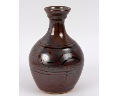 Winchcombe Pottery, a patterned lustre lamp base, 20cm high