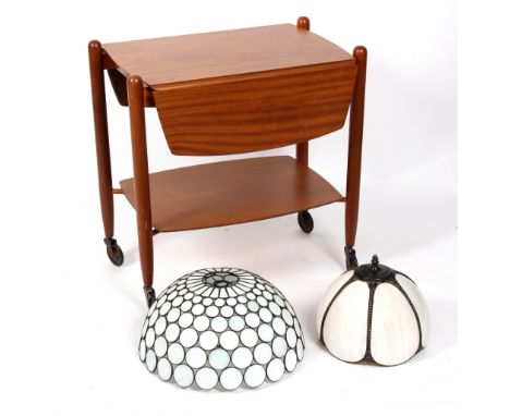 A Tiffany style lamp, another similar and a Vanson tea trolly